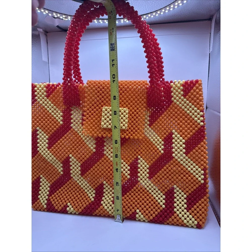 Handmade‎ Beaded Bag Unique Statement Purse Luxury Vintage Y2K Accessory Orange